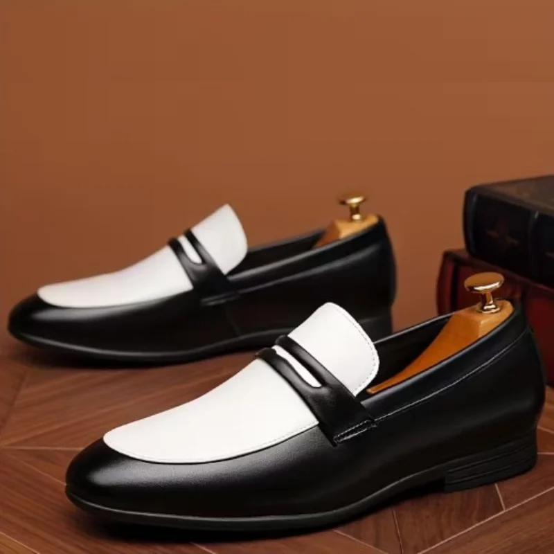 Mocassin en cuir noir/blanc GB - photo 8