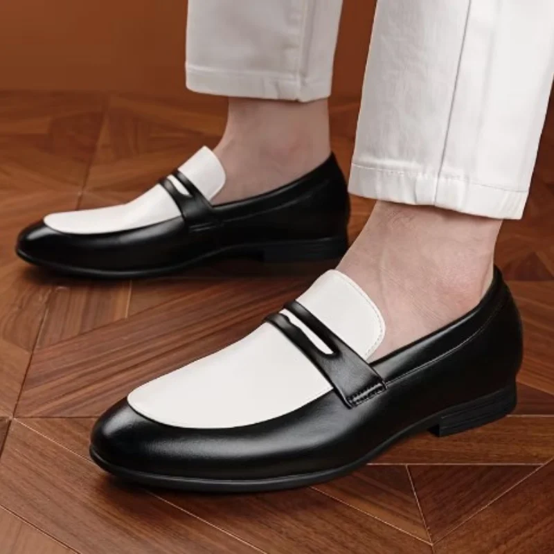 Mocassin en cuir noir/blanc GB - photo 3