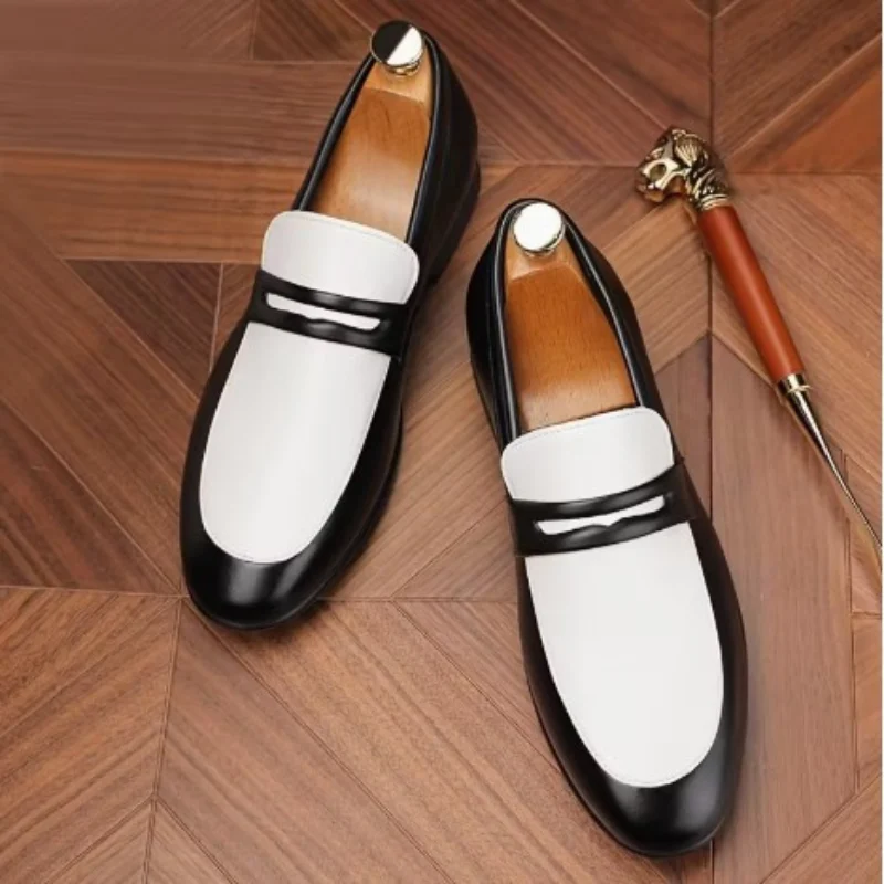 Mocassin en cuir noir/blanc GB - photo 2