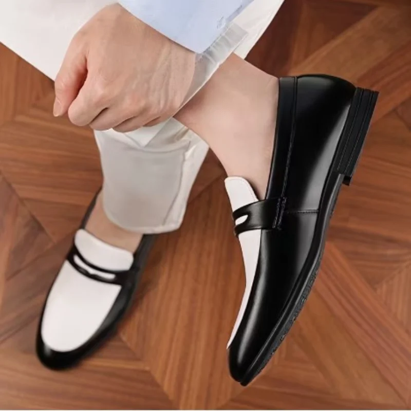 Mocassin en cuir noir/blanc GB - photo 7