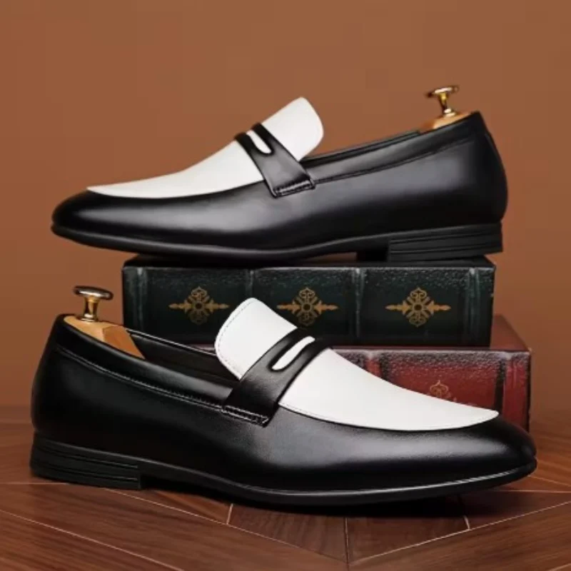 Mocassin en cuir noir/blanc GB - photo 5