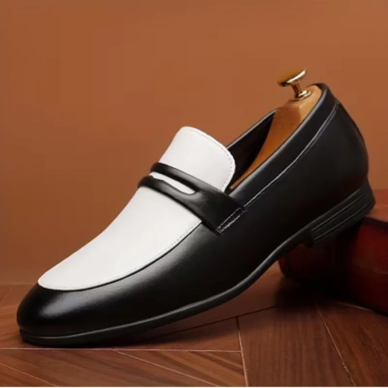 Mocassin en cuir noir/blanc GB - photo 4